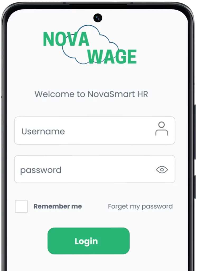 Screenshot of HR mobile app logout screen showcasing Single Sign-On (SSO), two-factor authentication, and access level management.