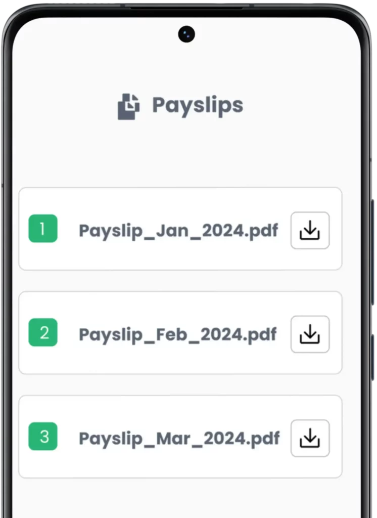 A screenshot of the ePayslip screen in the Swiss HR ePayslip application, displaying the current monthly payslip and options to access past payslips.